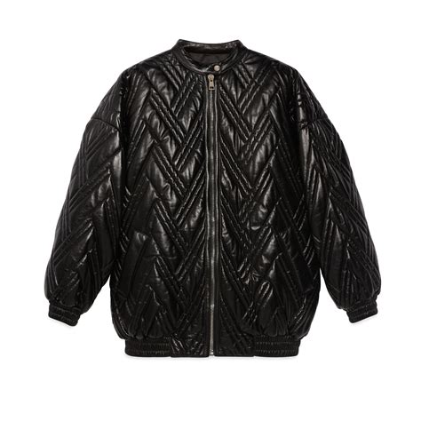 quilted leather bomber jacket gucci|Gucci leather jacket price.